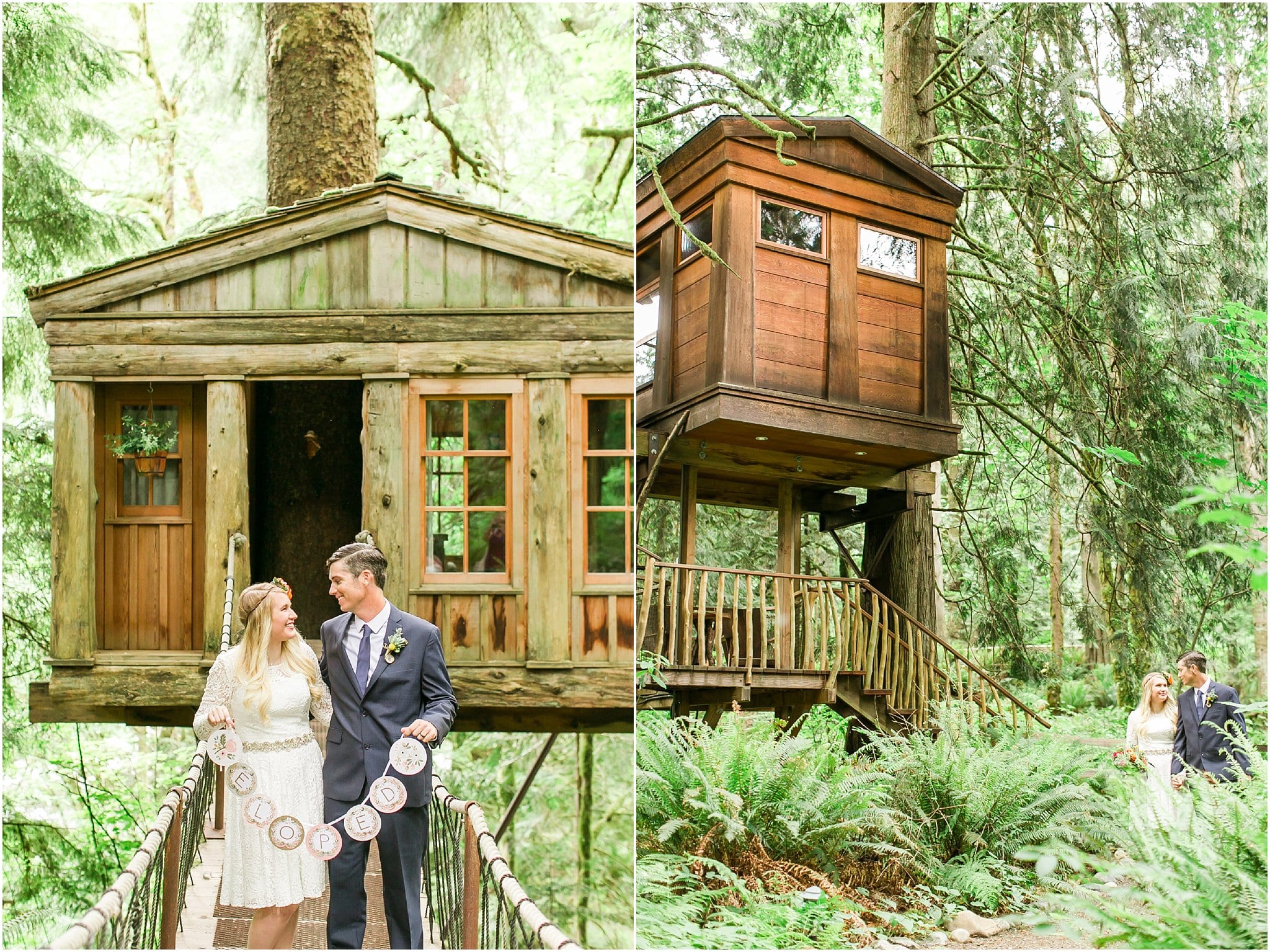 treehouse point elopement, elopement photographer, tree house point, tree house elopement, eclectic wedding, forest wedding