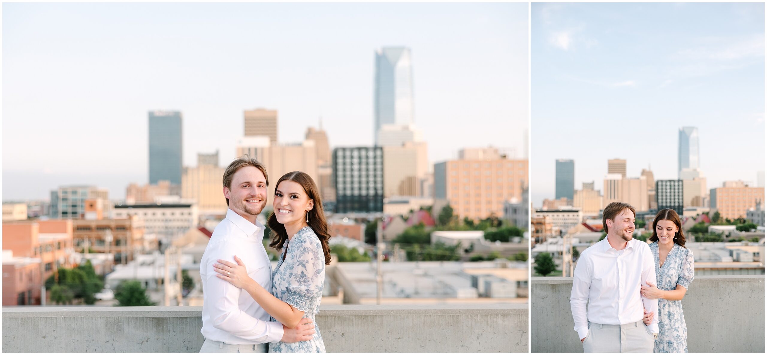 frontline church engagement photos, downtown okc engagement session, rooftop okc engagement session