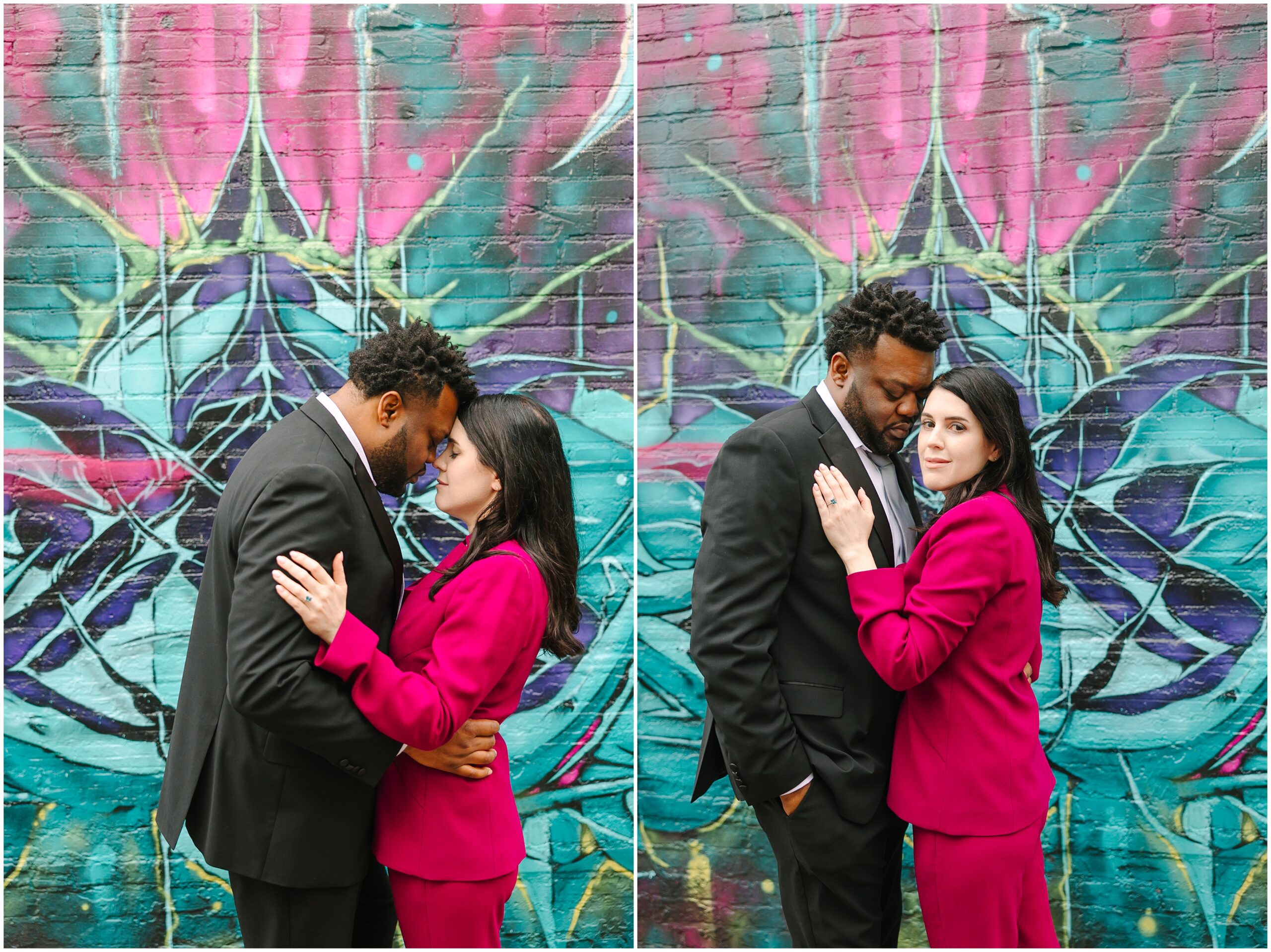 engagement photos at plaza district murals
